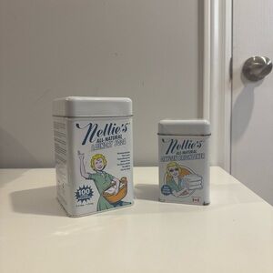 Nellie's Laundry Soda Storage & oxygen Brightener Tin Empty- Set Of 2